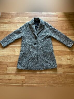Zara Black & White Tweed Car Coat, Womens Small